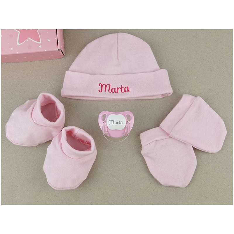 Capa de baño bebé manopla rosa bordada dibujo variado